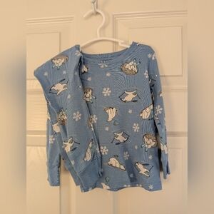 Old Navy Blue Kids Pajama Set with Snowflake and Animal Print